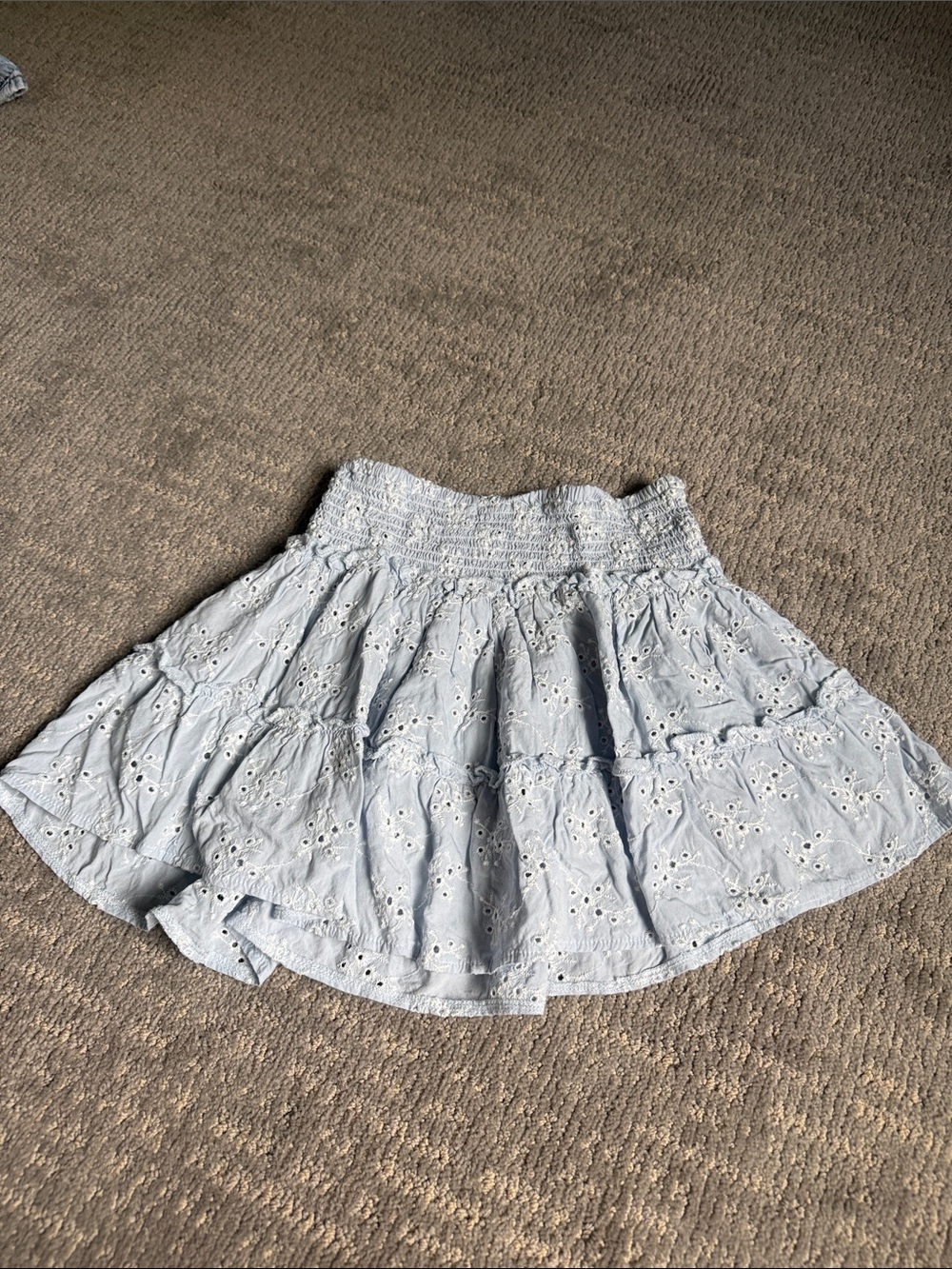 Ocean Drive Light Blue Eyelet Tiered Skirt